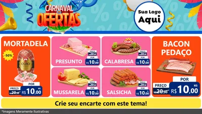 Modelo de TV para TV Horizontal com o tema Carnaval de Ofertas para Frios e Laticínios
