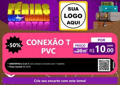 Modelo de Cartaz para Cartaz A4 Horizontal com o tema Férias com Grandes Ofertas para Tubos e conexões