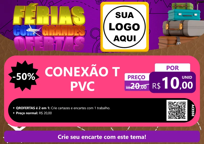 Modelo de Cartaz para Cartaz A4 Horizontal com o tema Férias com Grandes Ofertas para Tubos e conexões