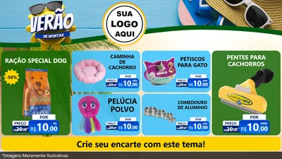 Modelo de TV para TV Horizontal com o tema Verão de Ofertas para Pet Shop