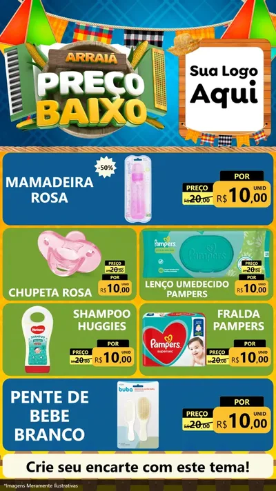 Modelo de TV para TV Vertical com o tema Arraiá de Preço Baixo - Junina para Bebês