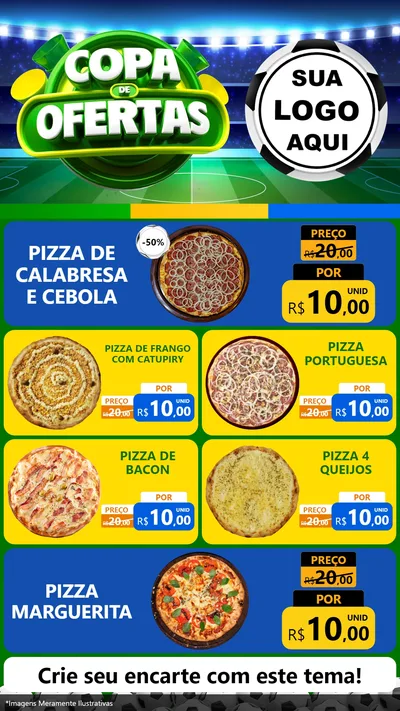 Modelo de TV para TV Vertical com o tema Copa de Ofertas para Pizzaria