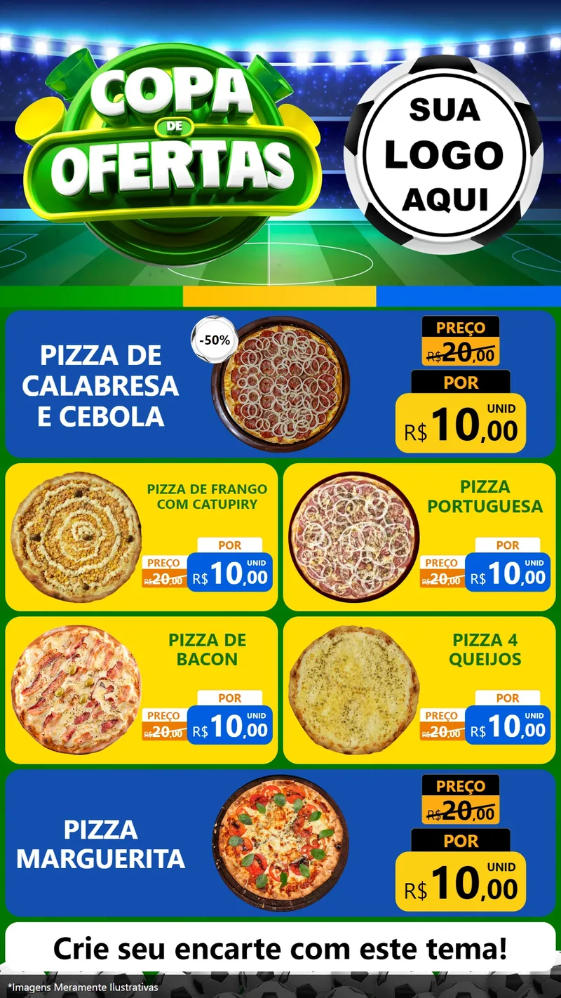 Modelo de TV para TV Vertical com o tema Copa de Ofertas para Pizzaria