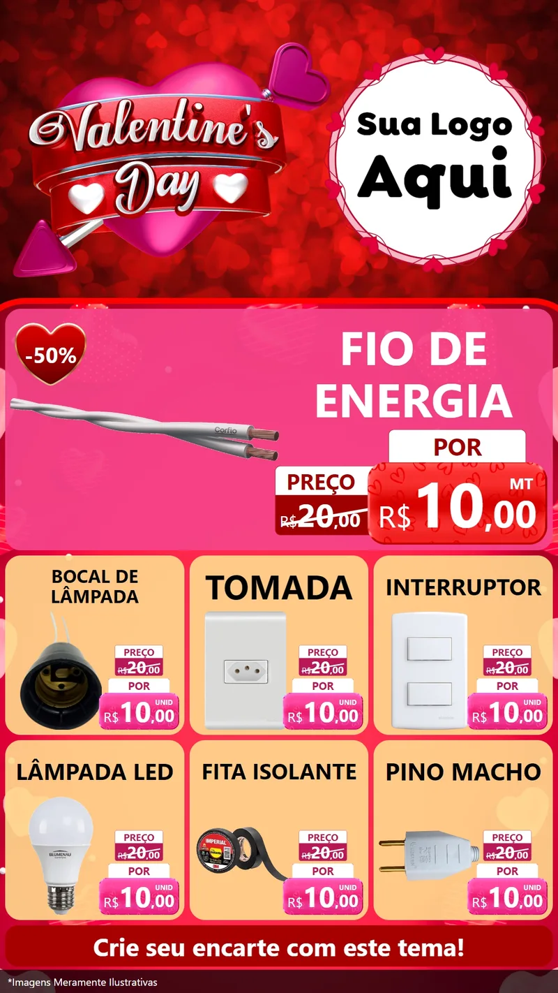 Modelo de Rede Social para Stories com o tema Valentine's Day para Materiais Elétricos