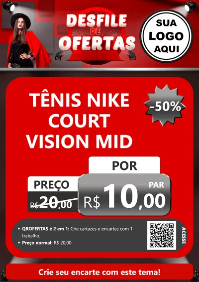 Modelo de Cartaz para Cartaz A4 Vertical com o tema Desfile de Ofertas para Calçados