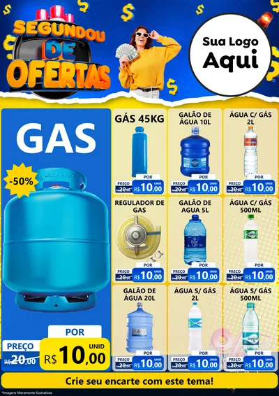 Modelo de Encarte para Encarte A4 Vertical com o tema Segundou de Ofertas para Água e gás