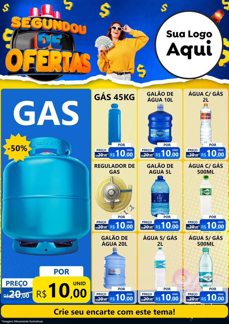 Modelo de Encarte para Encarte A4 Vertical com o tema Segundou de Ofertas para Água e gás