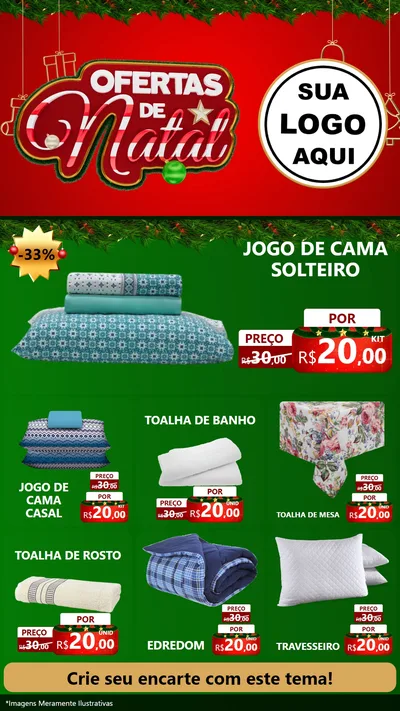 Modelo de Rede Social para Stories com o tema Ofertas de Natal para Cama, Mesa e Banho