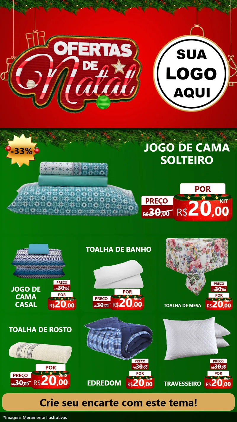 Modelo de Rede Social para Stories com o tema Ofertas de Natal para Cama, Mesa e Banho