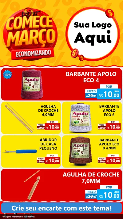 Modelo de TV para TV Vertical com o tema Comece Março Economizando para Armarinho e Aviamentos