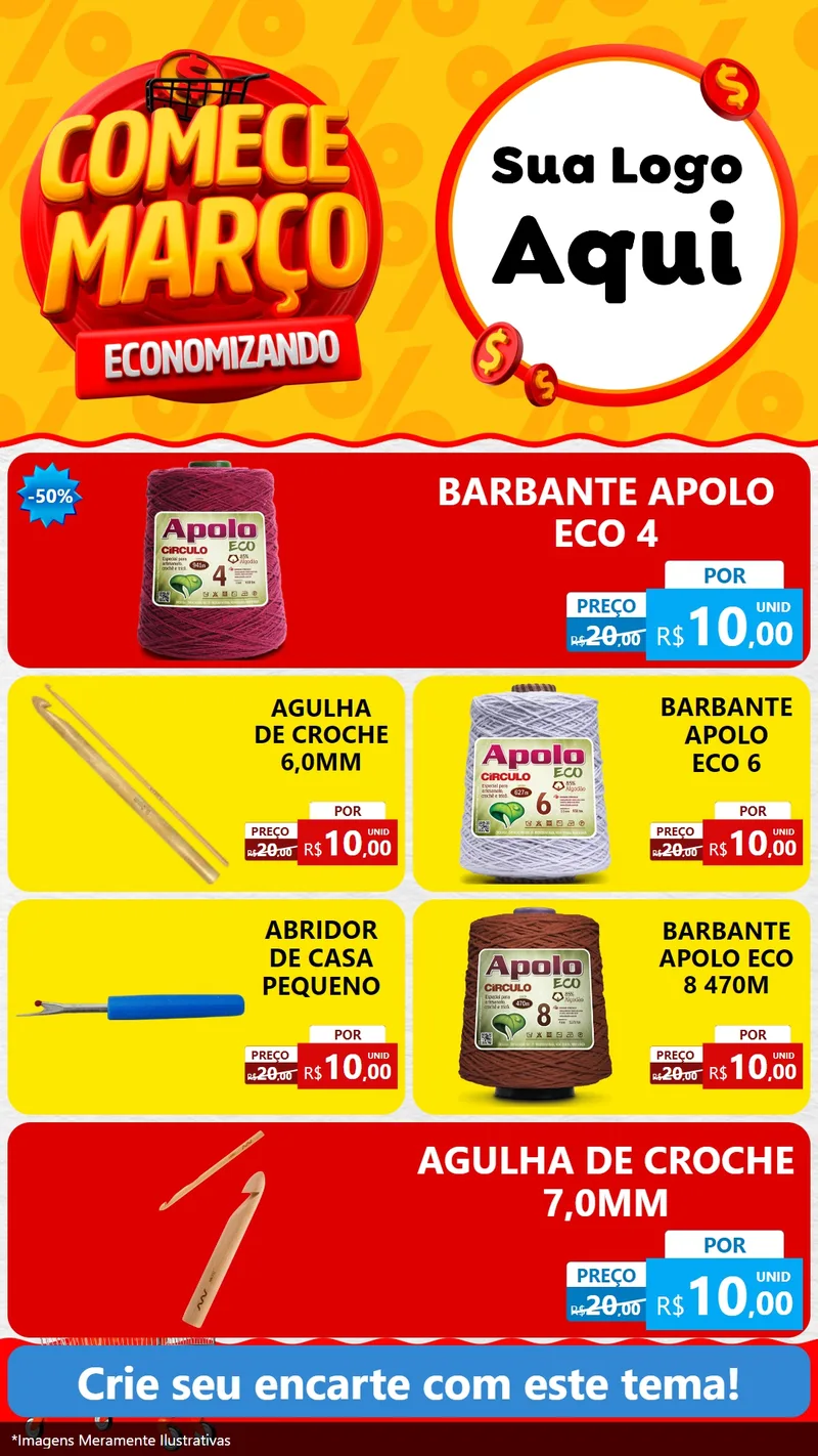 Modelo de TV para TV Vertical com o tema Comece Março Economizando para Armarinho e Aviamentos