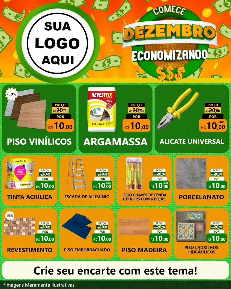 Modelo de Rede Social para Feed Instagram com o tema Comece Dezembro Economizando para Material para Construção