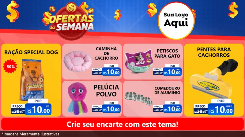 Modelo de TV para TV Horizontal com o tema Ofertas Da Semana para Pet Shop