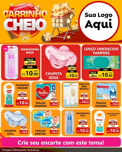 Modelo de Rede Social para Feed Instagram com o tema Promoção carrinho cheio para Bebês