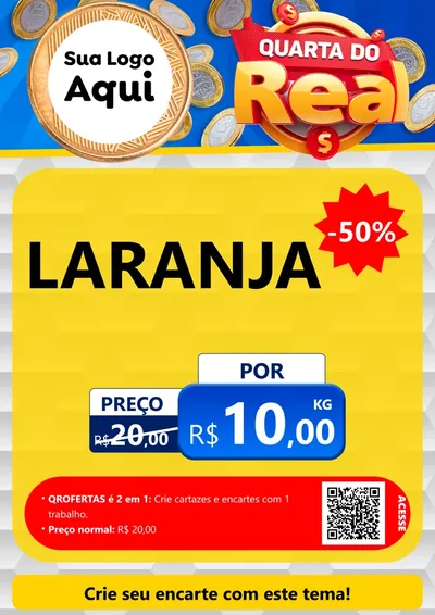 Modelo de Cartaz para Cartaz A4 Vertical com o tema Quarta do Real para Hortifrúti