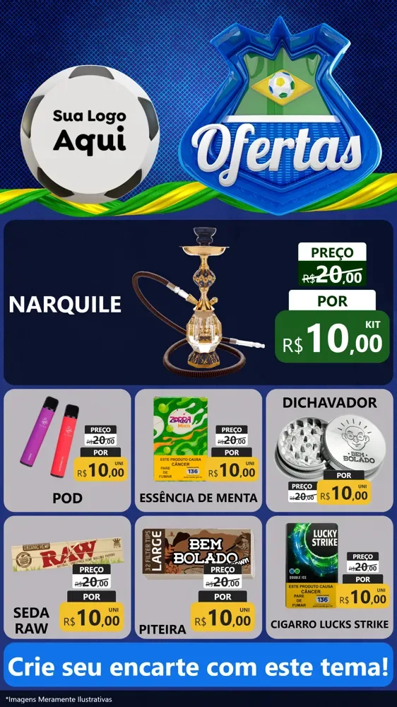 Modelo de Rede Social para Stories com o tema Ofertas (Futebol) para Tabacaria