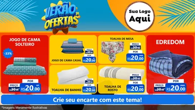 Modelo de TV para TV Horizontal com o tema Verão de Ofertas para Cama, Mesa e Banho