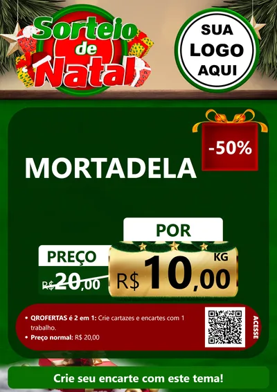 Modelo de Cartaz para Cartaz A4 Vertical com o tema Sorteio de Natal para Frios e Laticínios