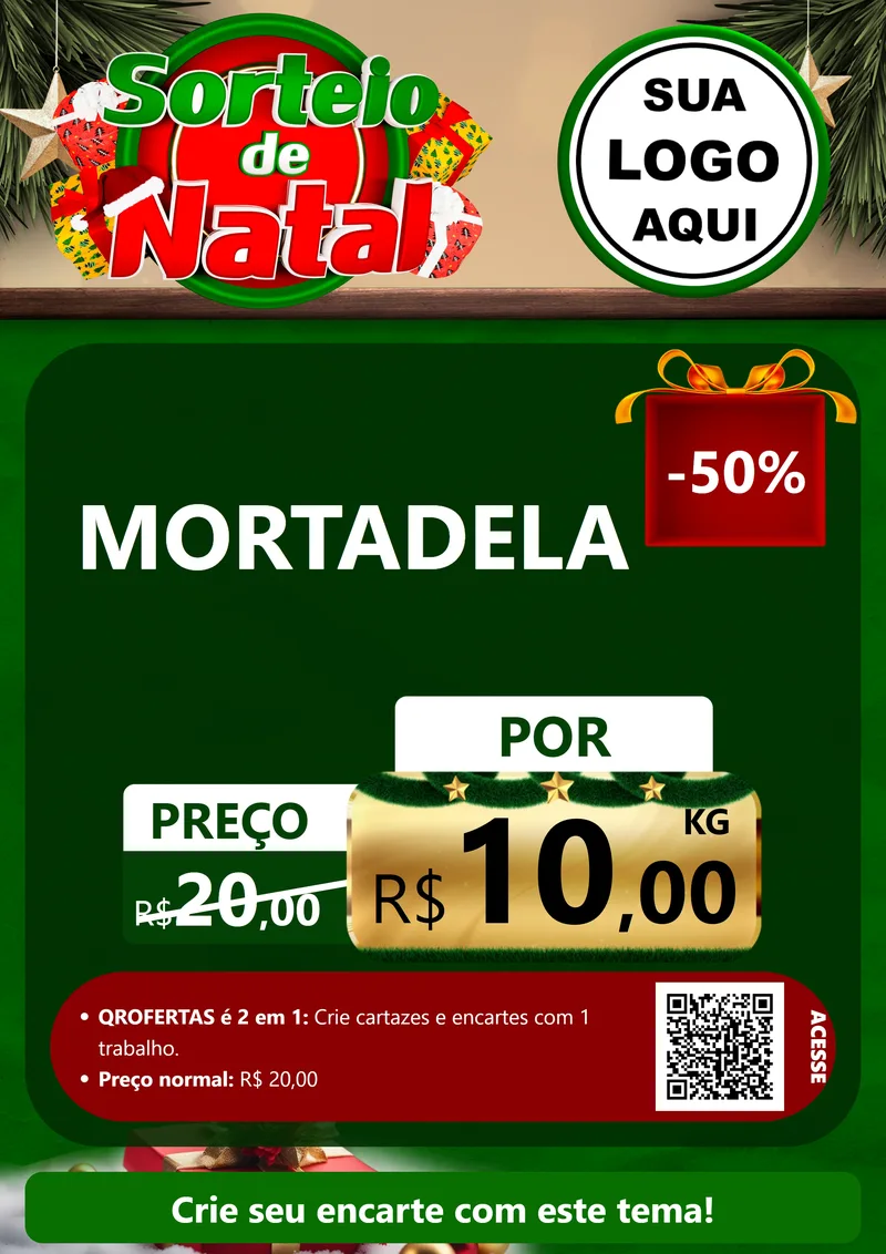 Modelo de Cartaz para Cartaz A4 Vertical com o tema Sorteio de Natal para Frios e Laticínios
