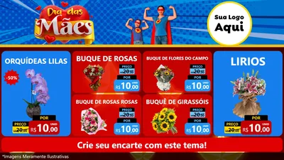 Modelo de TV para TV Horizontal com o tema Dia das Mães para Floricultura e jardim