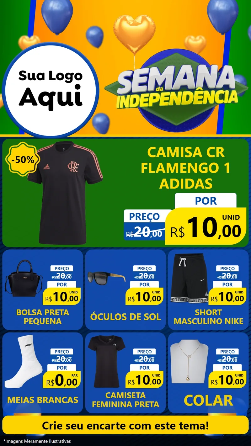 Modelo de Rede Social para Stories com o tema Semana da Independência para Roupas e acessórios