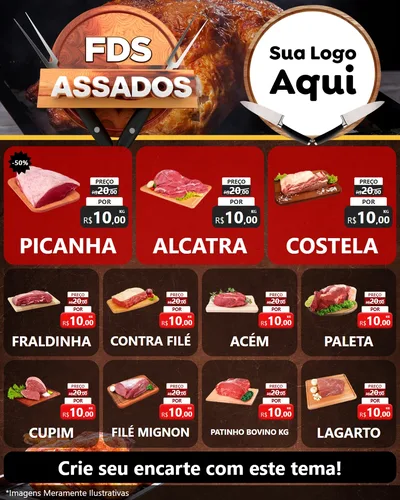 Modelo de Rede Social para Feed Instagram com o tema Fim de Semana dos Assados para Açougue