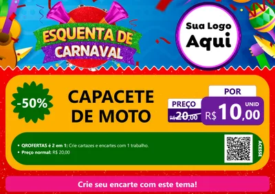 Modelo de Cartaz para Cartaz A4 Horizontal com o tema Esquenta de Carnaval para Moto peças