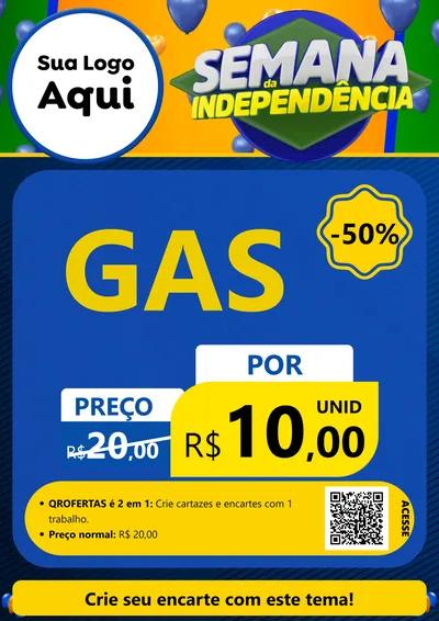 Modelo de Cartaz para Cartaz A4 Vertical com o tema Semana da Independência para Água e gás