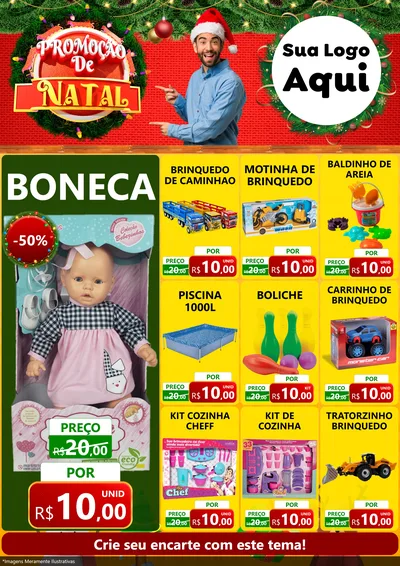 Modelo de Encarte para Encarte A4 Vertical com o tema Promoção de Natal para Brinquedos