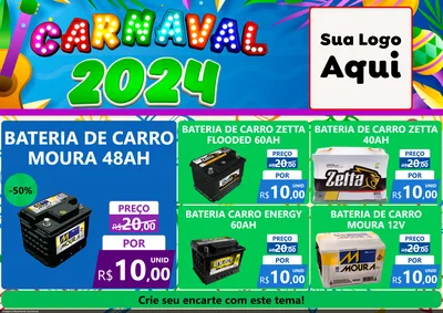 Modelo de Encarte para Encarte A4 Horizontal com o tema Carnaval 2027 para Baterias Elétricas