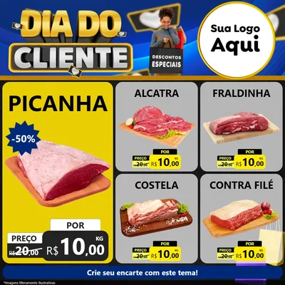 Modelo de Rede Social para Feed Facebook com o tema Dia Do Cliente para Açougue