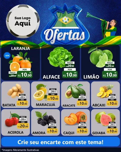 Modelo de Rede Social para Feed Instagram com o tema Ofertas (Futebol) para Hortifrúti