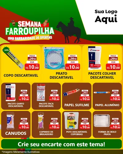 Modelo de Rede Social para Feed Instagram com o tema Semana Farroupilha - Uma Barbaridade de Ofertas para Embalagens