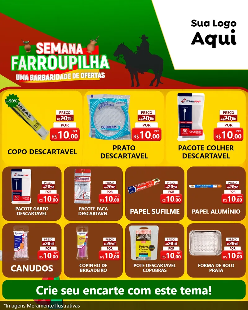 Modelo de Rede Social para Feed Instagram com o tema Semana Farroupilha - Uma Barbaridade de Ofertas para Embalagens