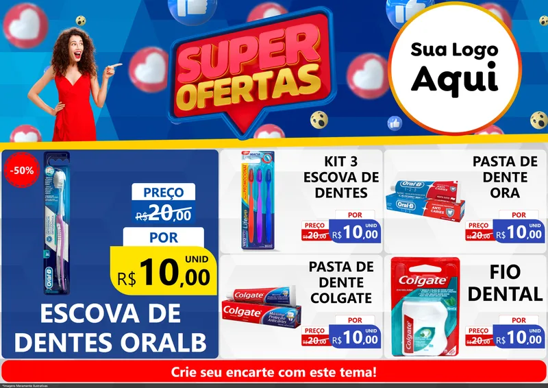 Modelo de Encarte para Encarte A4 Horizontal com o tema Super Ofertas para Higiene Pessoal