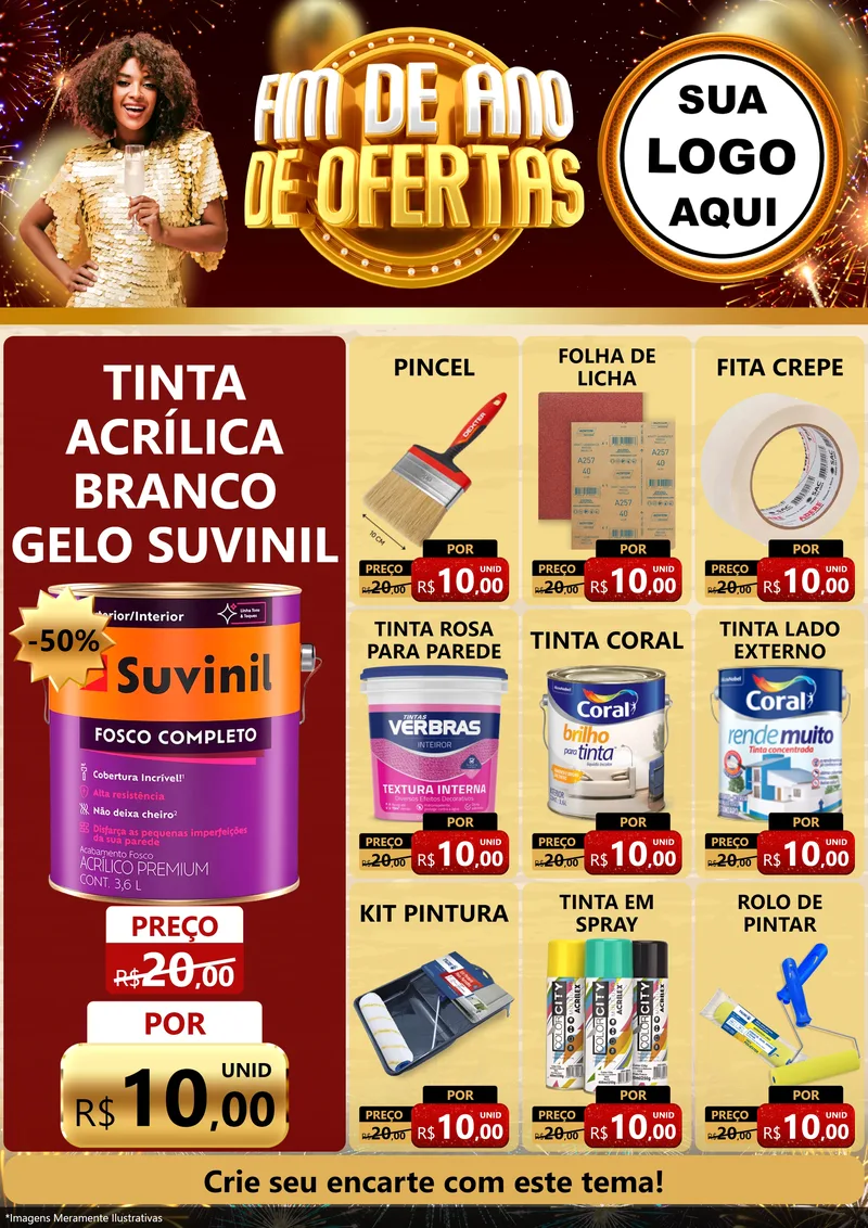 Modelo de Encarte para Encarte A4 Vertical com o tema Fim de Ano de Ofertas para Tintas e Ferramentas