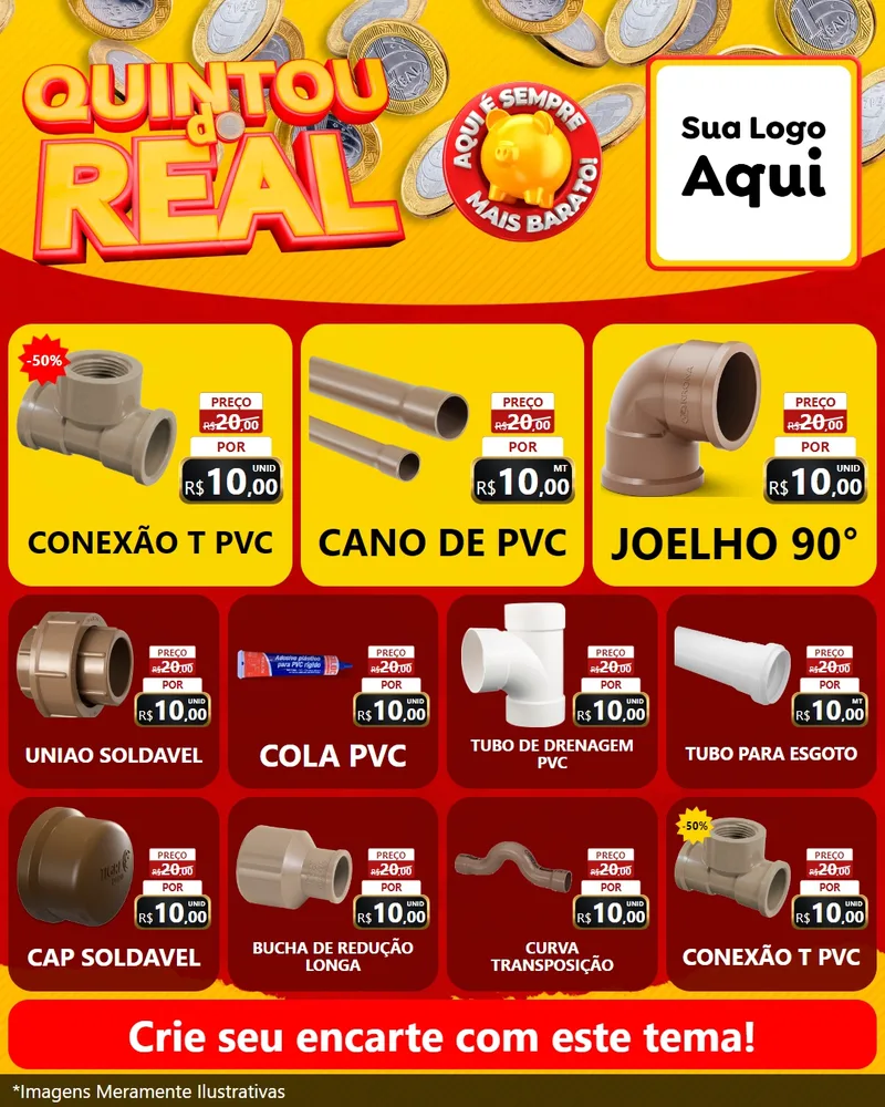 Modelo de Rede Social para Feed Instagram com o tema Quintou do Real para Tubos e conexões