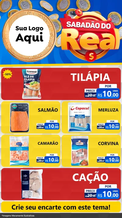 Modelo de TV para TV Vertical com o tema Sabadão do Real para Peixaria