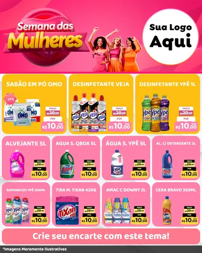Modelo de Rede Social para Feed Instagram com o tema Semana das Mulheres para Produtos de Limpeza