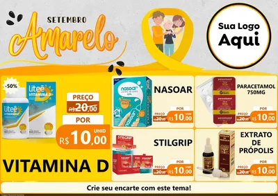 Modelo de Encarte para Encarte A4 Horizontal com o tema Setembro Amarelo para Farmácia