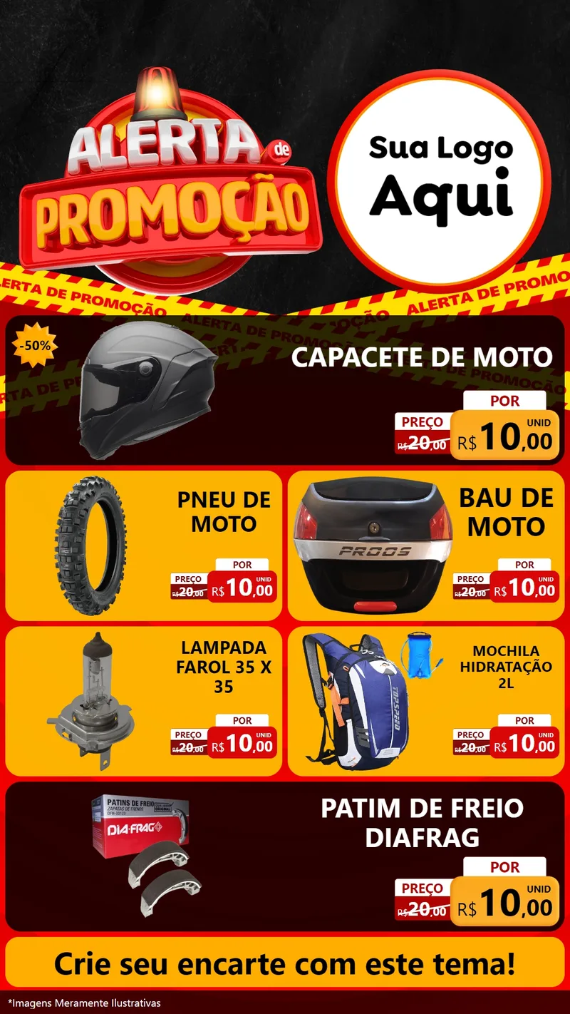 Modelo de TV para TV Vertical com o tema Alerta de Promoção para Moto peças