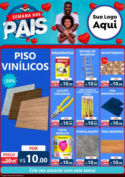 Modelo de Encarte para Encarte A4 Vertical com o tema Semana Dos Pais para Material para Construção