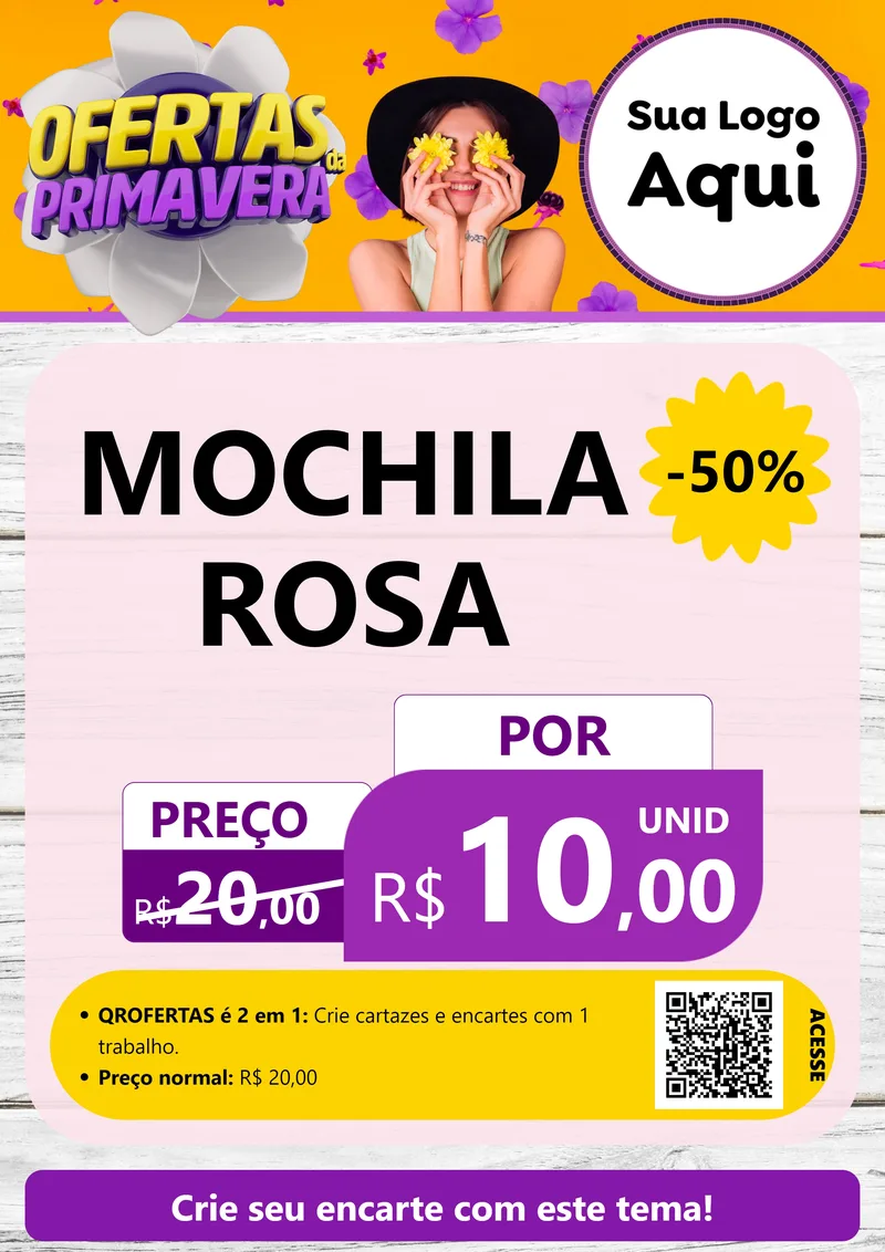 Modelo de Cartaz para Cartaz A4 Vertical com o tema Ofertas Da Primavera para Papelaria
