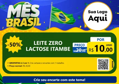 Modelo de Cartaz para Cartaz A4 Horizontal com o tema Mês do Brasil para Frios e Laticínios