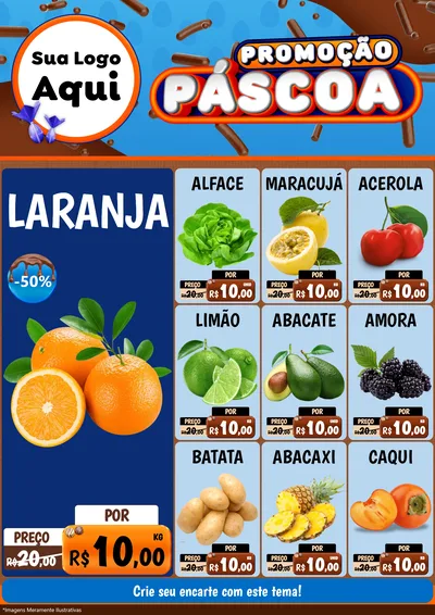 Modelo de Encarte para Encarte A4 Vertical com o tema Promoção Páscoa para Hortifrúti