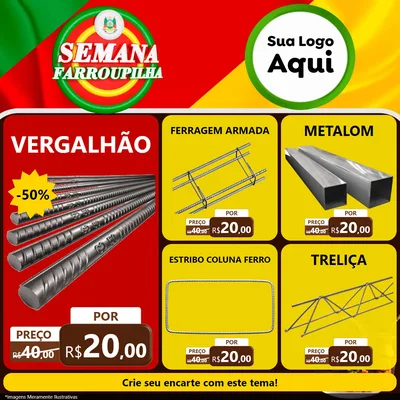 Modelo de Rede Social para Feed Facebook com o tema Semana Farroupilha para Ferragens