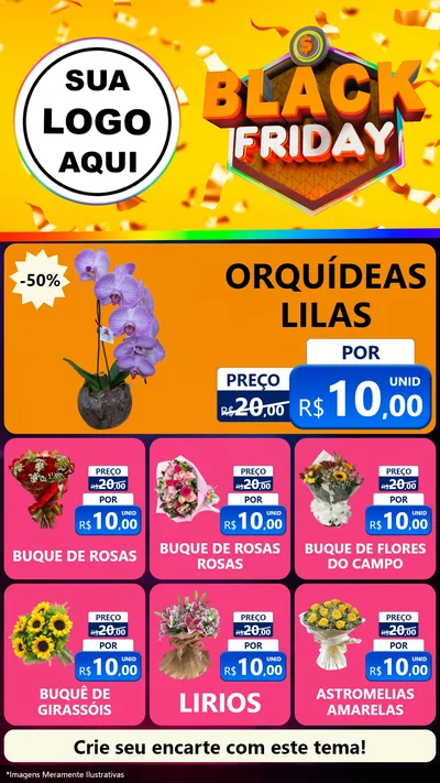 Modelo de Rede Social para Stories com o tema Black Friday para Floricultura e jardim