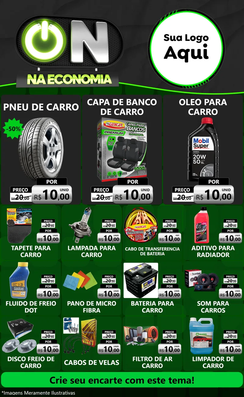 Modelo de Encarte para Encarte Grande com o tema On Na Economia para Auto peças
