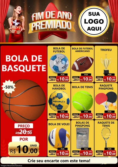 Modelo de Encarte para Encarte A4 Vertical com o tema Fim de Ano Premiado para Artigos Esportivos