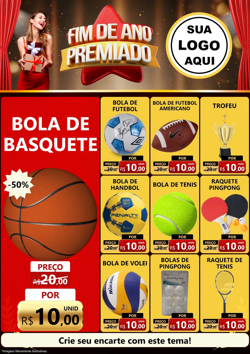 Modelo de Encarte para Encarte A4 Vertical com o tema Fim de Ano Premiado para Artigos Esportivos